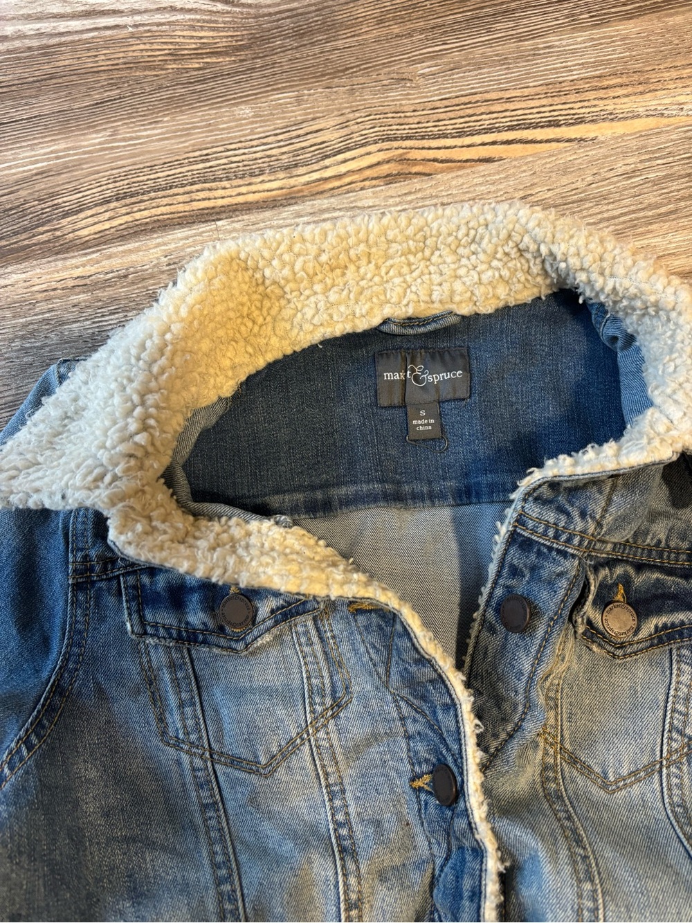 Sherpa Collar Denim Jacket - Light Blue - Picture 2 of 5